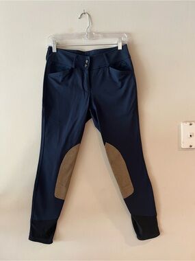 Classic  equestrian breeches with tan label detail navy
